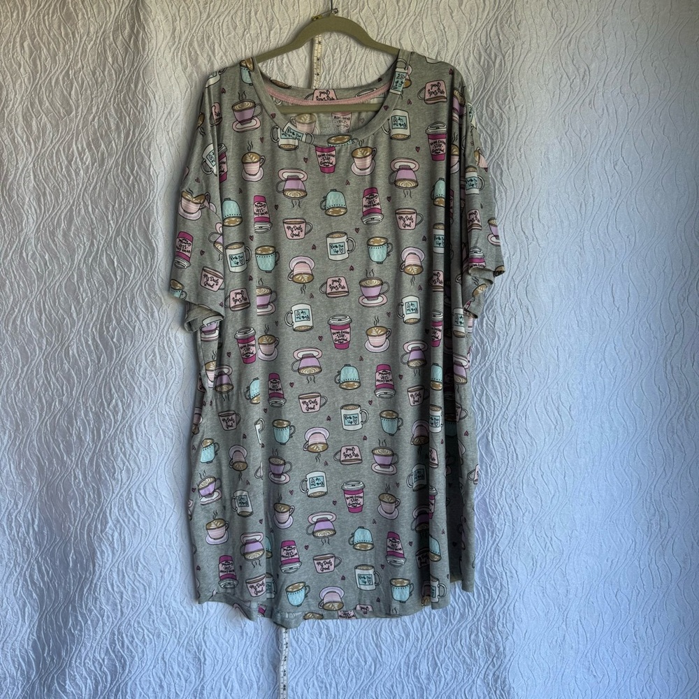 Secret Treasures Gray Pajama Dress with Colorful Print